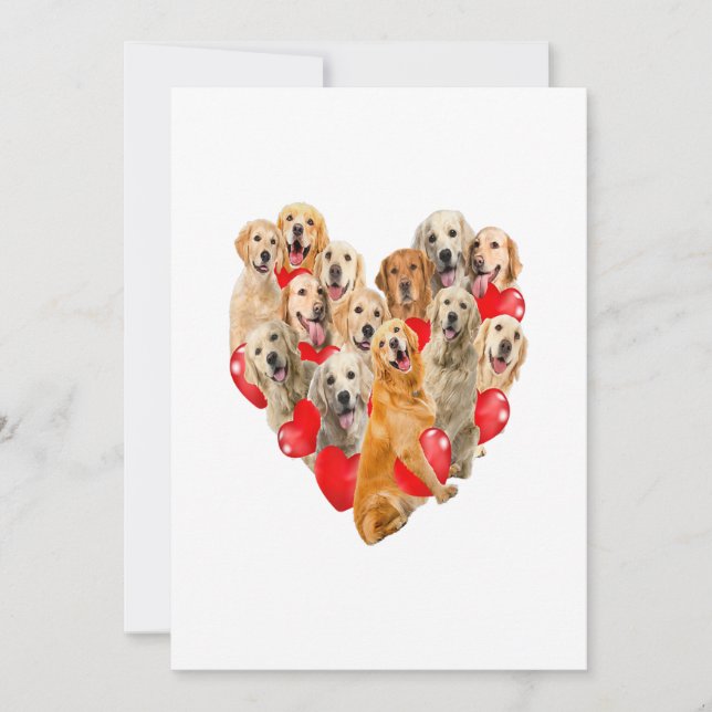 Cute Valentines Day Golden Retriever Dog Heart Pup Announcement (Front)