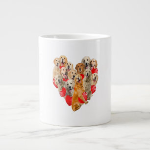 Cute Valentines Day Golden Retriever Dog Heart Pup Large Coffee Mug