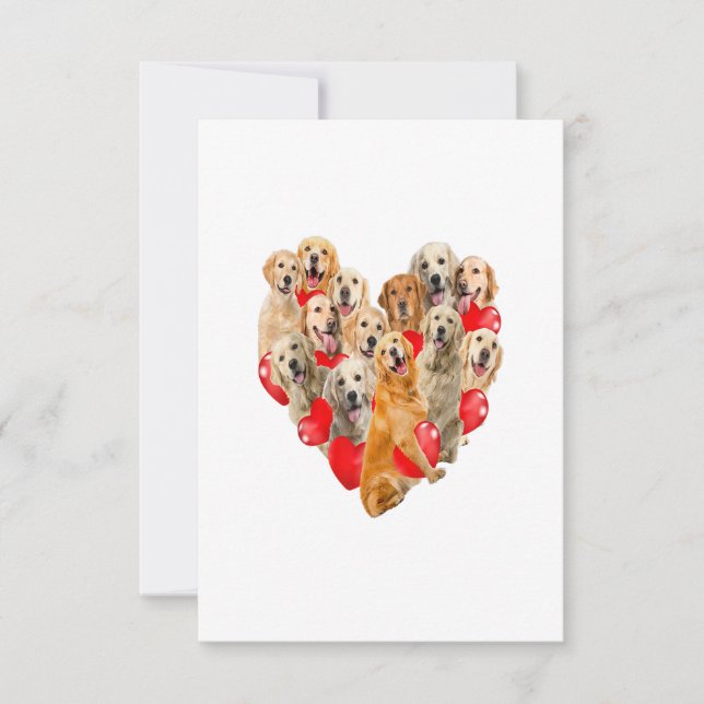 Cute Valentines Day Golden Retriever Dog Heart Pup RSVP Card (Front)