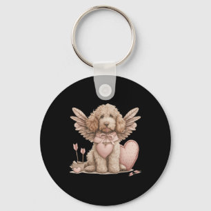 Cute Valentines Day Goldendoodle Dog Cupid Love He Key Ring