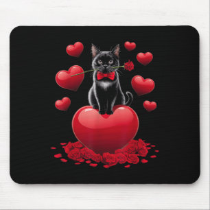 Cute Valentines Day Heart Black Cat Women Girls Ki Mouse Mat