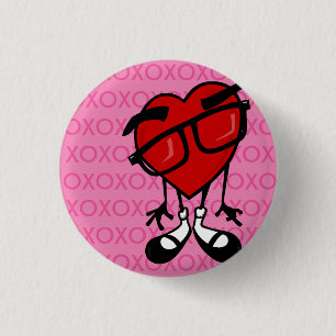 CUTE VALENTINE'S DAY HEART HUGS AND KISSES BUTTON