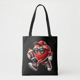 Cute Valentine's Day Heart Playing Football Tote Bag