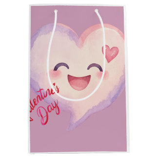 Cute Valentine's Day Heart Wrapping Paper Medium Gift Bag