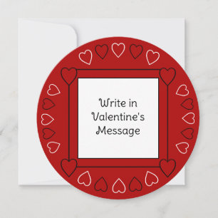Cute Valentine's Day Hearts Add Message to Red Holiday Card