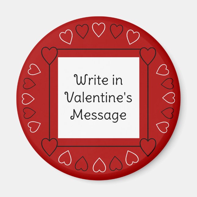 Cute Valentine's Day Hearts Add Message to Red Magnet (Front)