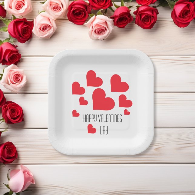 Cute Valentine's Day Hearts And Tons Of Love Cool  Paper Plate (Valentines Day Paper Plates.)