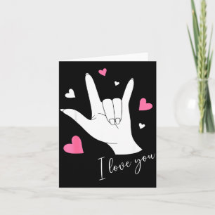 Cute Valentines Day Hearts I Love You Hand Sign La Card