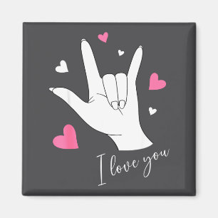 Cute Valentines Day Hearts I Love You Hand Sign La Magnet