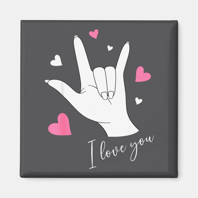 Cute Valentines Day Hearts I Love You Hand Sign La Magnet (Front)