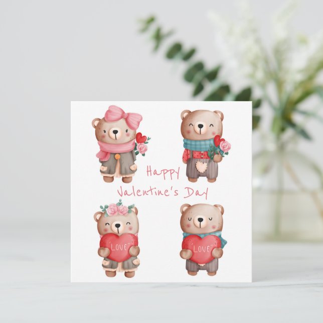 Cute Valentine's Day Holiday Card (Standing Front)