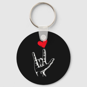 Cute Valentines Day_ I Love You Hand Sign Language Key Ring