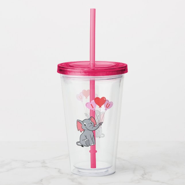 cute Valentine's Day I love you heart Acrylic Tumbler (Front)