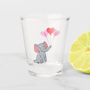 cute Valentine's Day I love you heart elephant Shot Glass