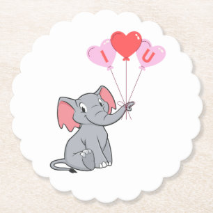 cute Valentine's Day I love you heart Paper Coaster