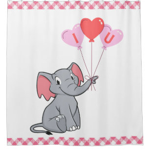 cute Valentine's Day I love you heart Shower Curtain
