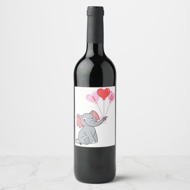 cute Valentine's Day I love you heart Wine Label (Front)