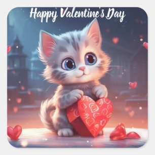 Cute Valentine's Day kitten Sticker
