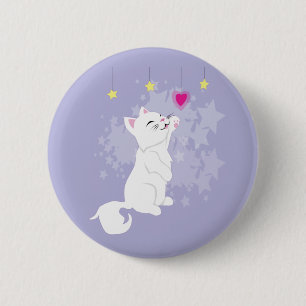 Cute Valentines Day Kitty 6 Cm Round Badge