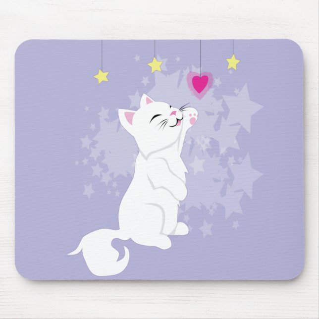 Cute Valentines Day Kitty Mouse Mat (Front)