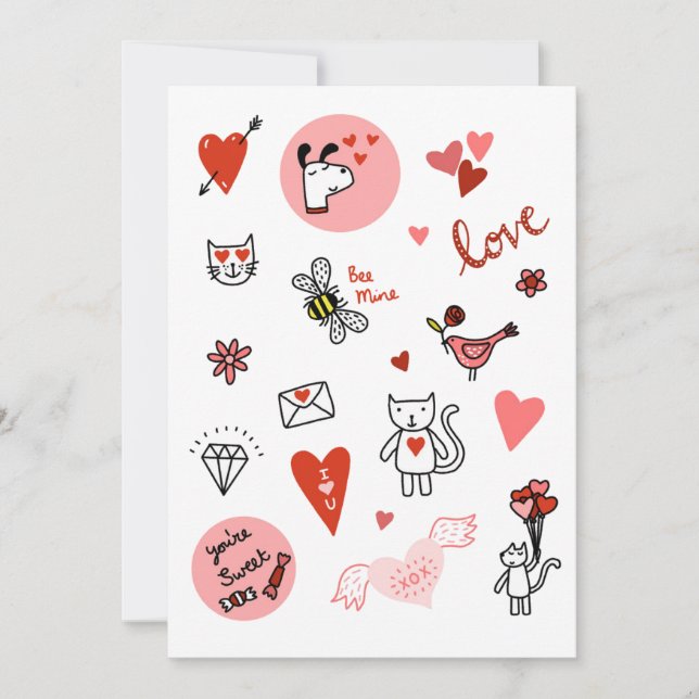 Cute Valentine's Day Love Cartoon Holiday Card (Front)