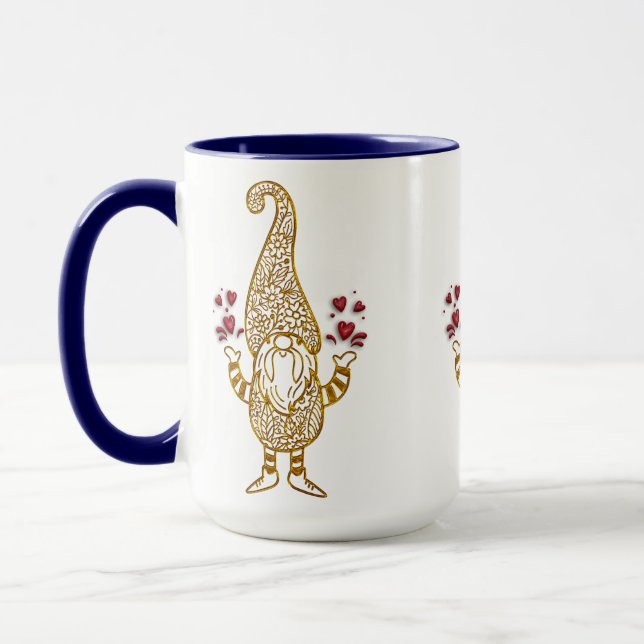 cute valentine's day love gnome hugs kisses mug (Left)