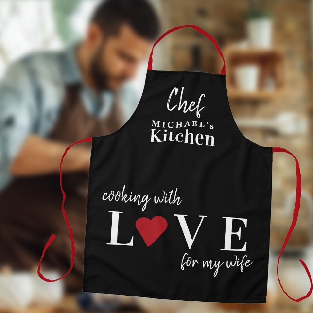 Cute Valentines Day love heart custom husband Apron (Creator Uploaded)