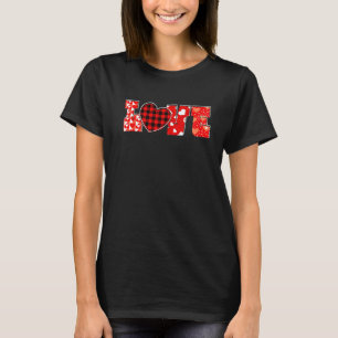 Cute Valentine's Day Love Heart Red Plaid Women Me T-Shirt