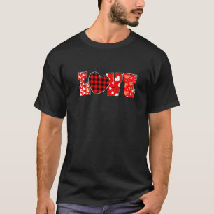 Cute Valentine's Day Love Heart Red Plaid Women Me T-Shirt