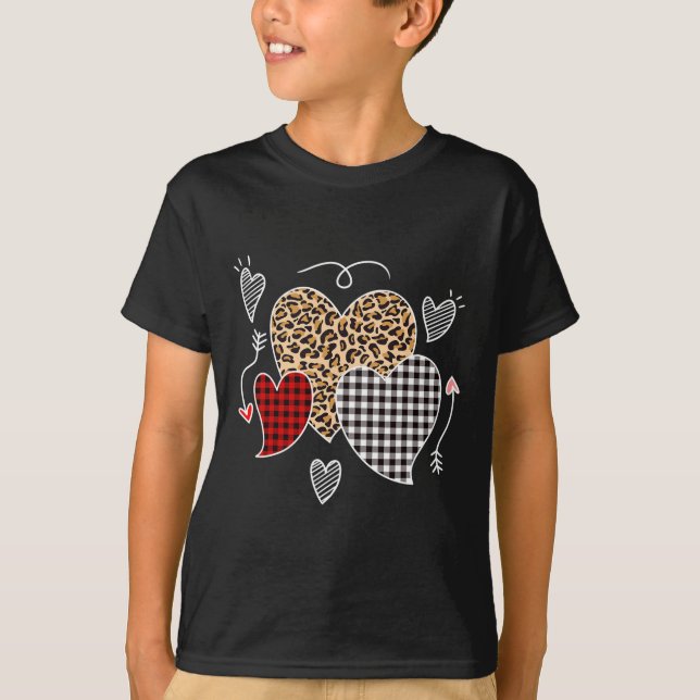 Cute Valentines Day Love Hearts Girls Kids Teens  T-Shirt (Front)