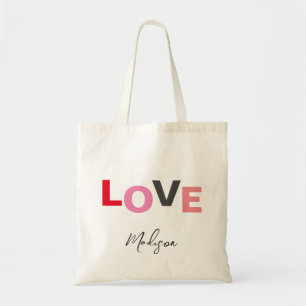 Cute Valentines Day Love Typography Personalised Tote Bag