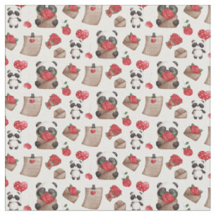 Cute Valentine's Day Panda Bear Love Pattern Fabric