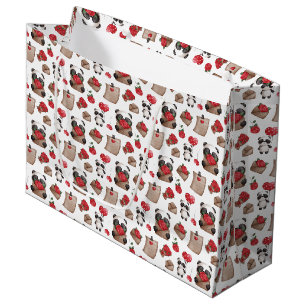 Cute Valentine's Day Panda Bear Love Pattern Large Gift Bag