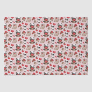 Cute Valentine's Day Panda Bear Love Pattern Tissue Paper