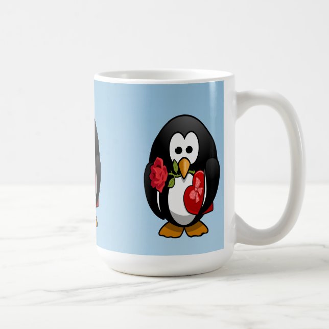 Cute Valentine's Day Penguin Funny Cartoon Coffee Mug (Right)