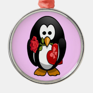 Cute Valentine's Day Penguin Funny Cartoon Metal Tree Decoration