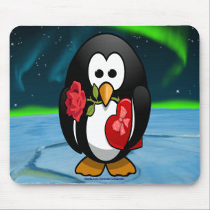 Cute Valentine's Day Penguin Funny Cartoon Mouse Mat