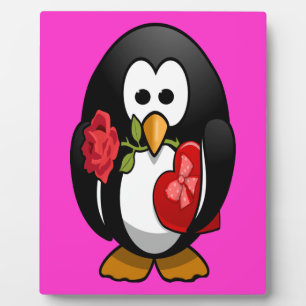 Cute Valentine's Day Penguin Funny Cartoon Plaque