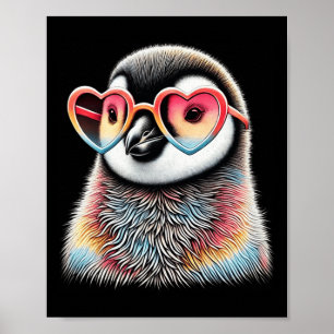 Cute Valentines Day Penguin Heart Sungles Boys Gir Poster