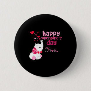 Cute Valentines Day Pink Elephant Custom Kids T Sh 6 Cm Round Badge