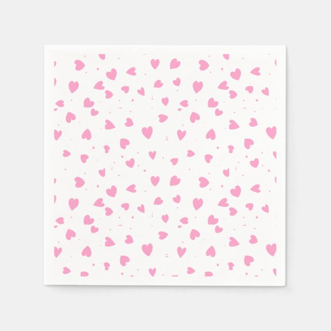 Cute Valentines Day Pink Hearts Napkin (Front)