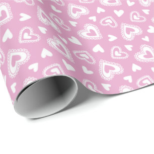 Cute Valentine's Day Pink Hearts Pattern Wrapping Paper
