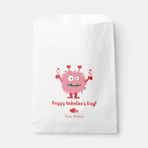 Cute Valentine's Day Pink Monster Hearts Favour Bags
