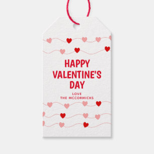 Cute Valentines Day Pink Red Hearts Personalised Gift Tags