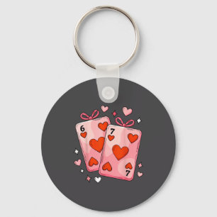 Cute Valentines Day Pink Six Seven Key Ring