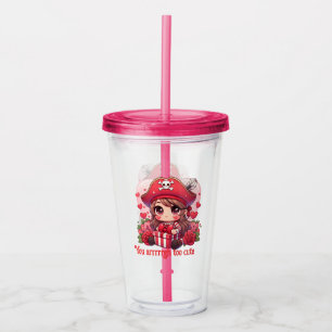 Cute Valentine's day pirate Acrylic Tumbler