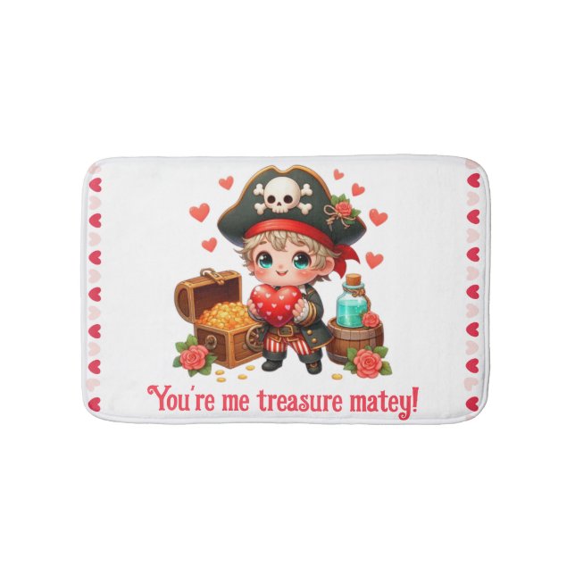 Cute Valentine's day pirate Bath Mat (Front)