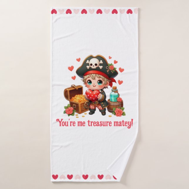 Cute Valentine's day pirate Bath Towel (Bath Towel)