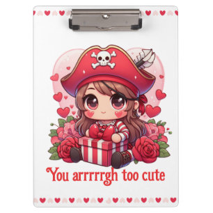Cute Valentine's day pirate Clipboard