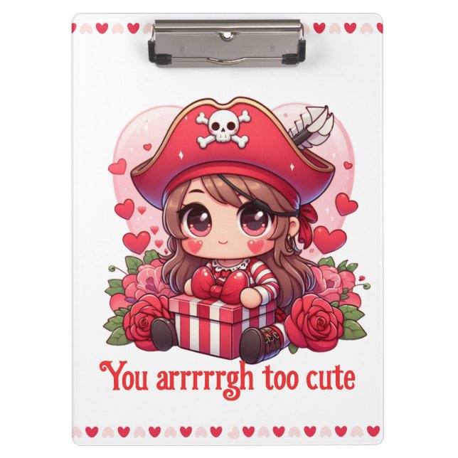 Cute Valentine's day pirate Clipboard (Front)